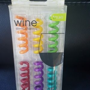 wine spiral multi-color stem charms. 6pak